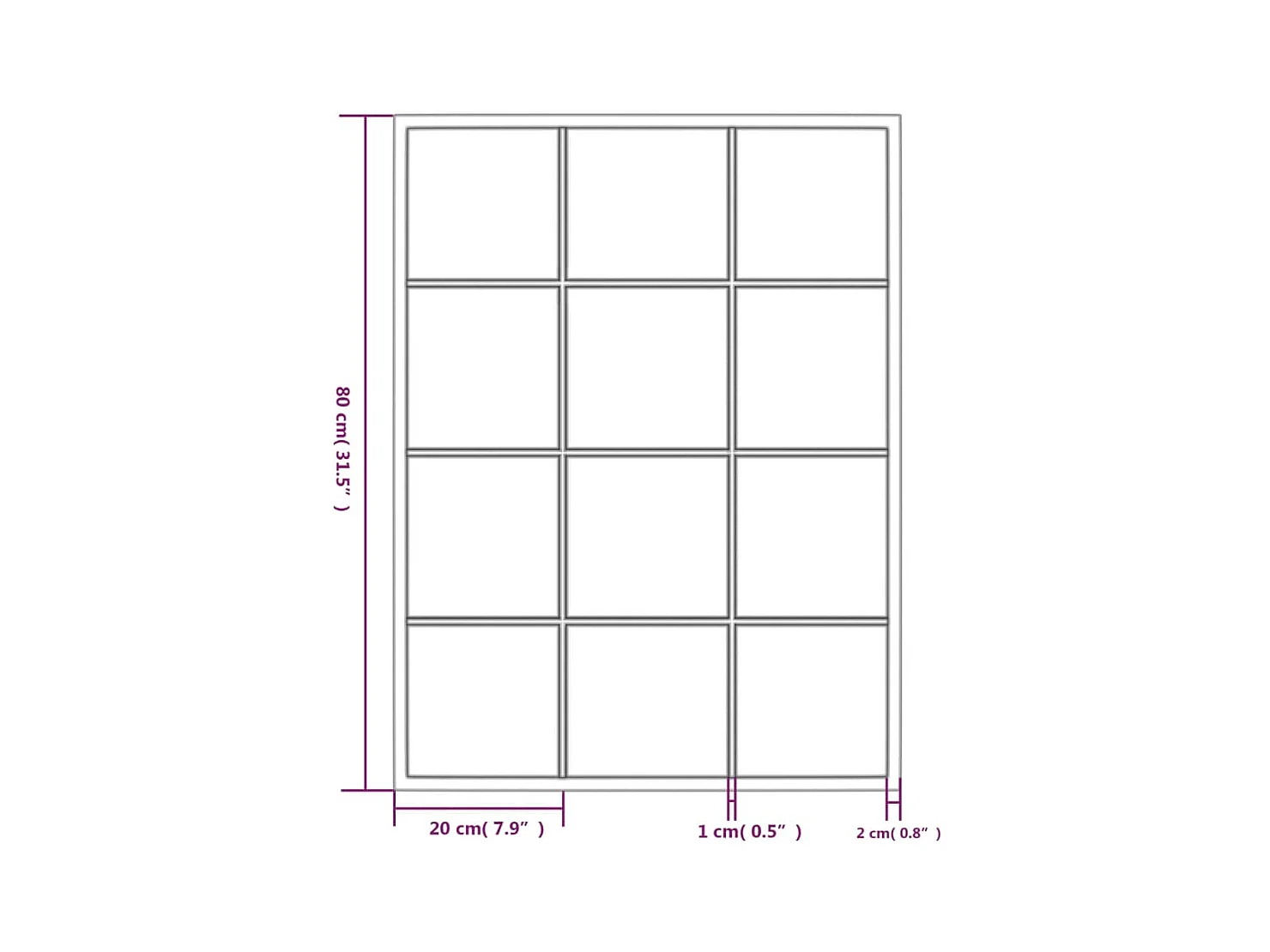 Wandspiegels 3 stuks zwart 80x60 cm metaal