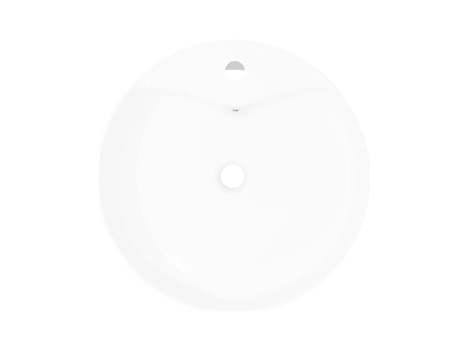 Fregadero redondo de cerámica blanco con orificio para grifo/rebosadero