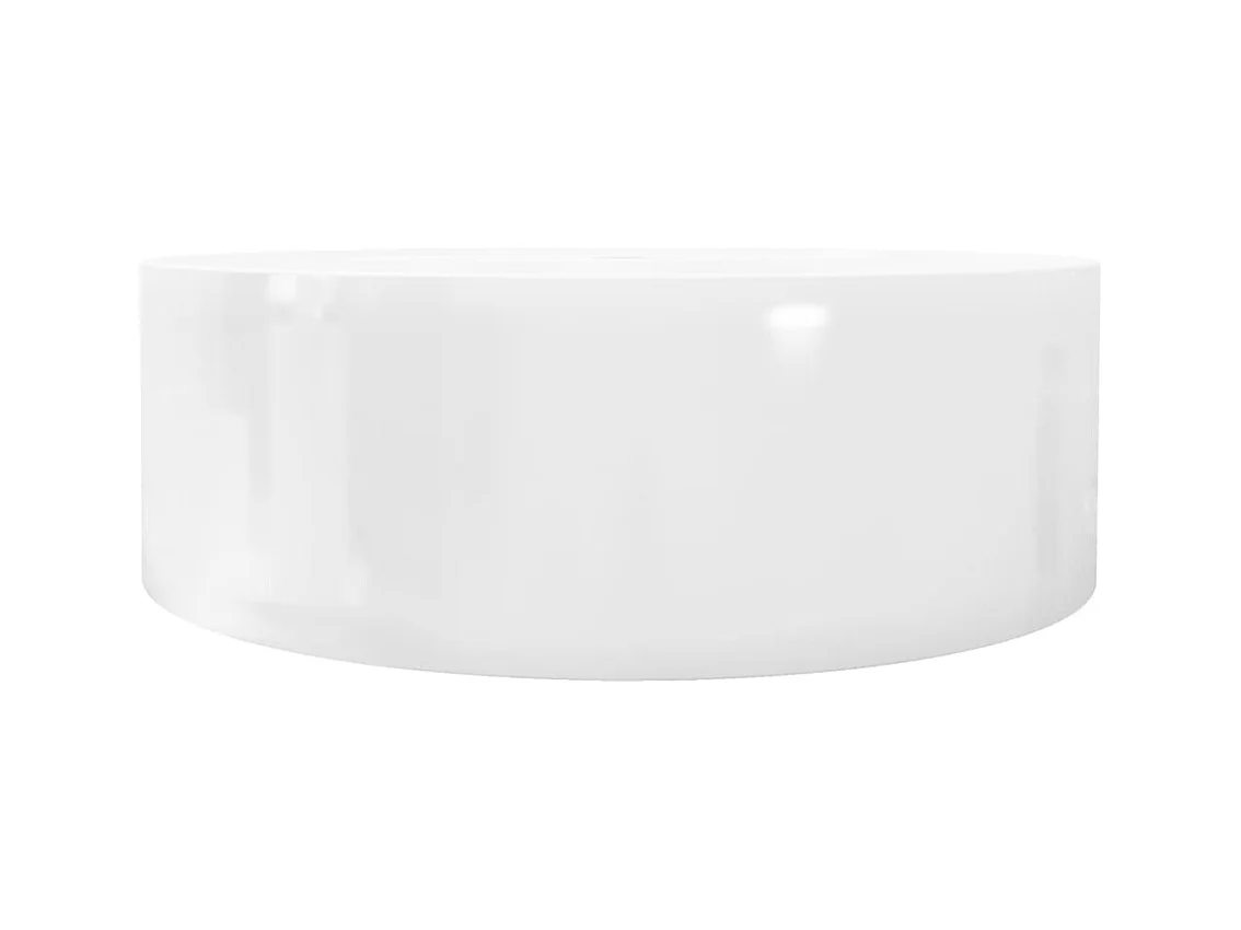 Fregadero redondo de cerámica blanco con orificio para grifo/rebosadero