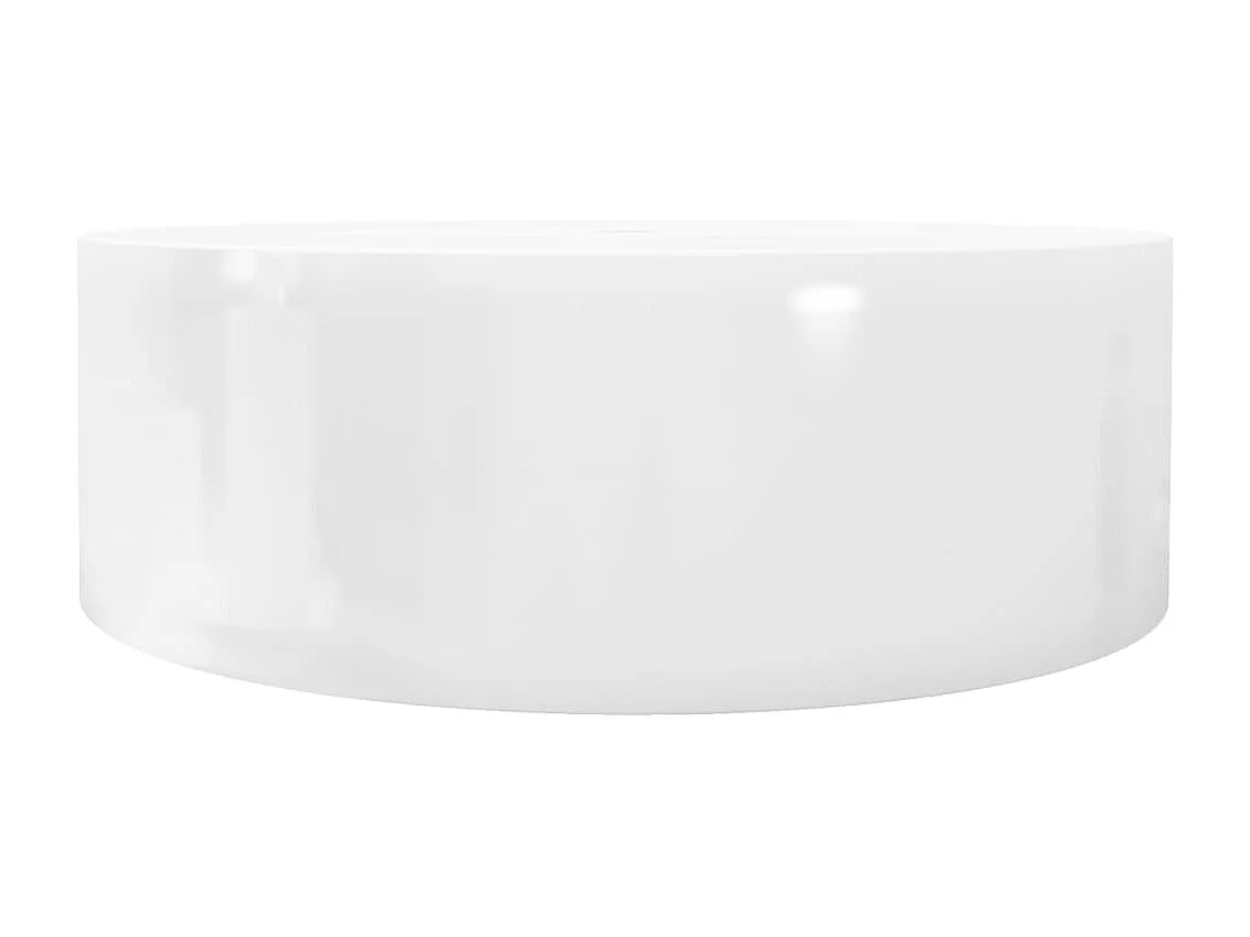 Lavandino rotondo in ceramica bianca con foro per troppopieno/rubinetto