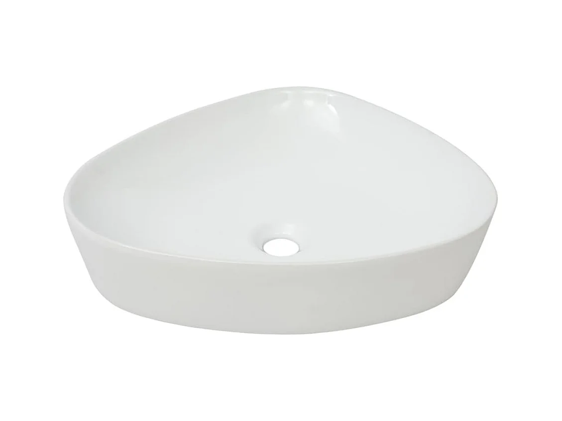 Lavabo triangular de cerámica blanca 50,5 x 41 x 12 cm