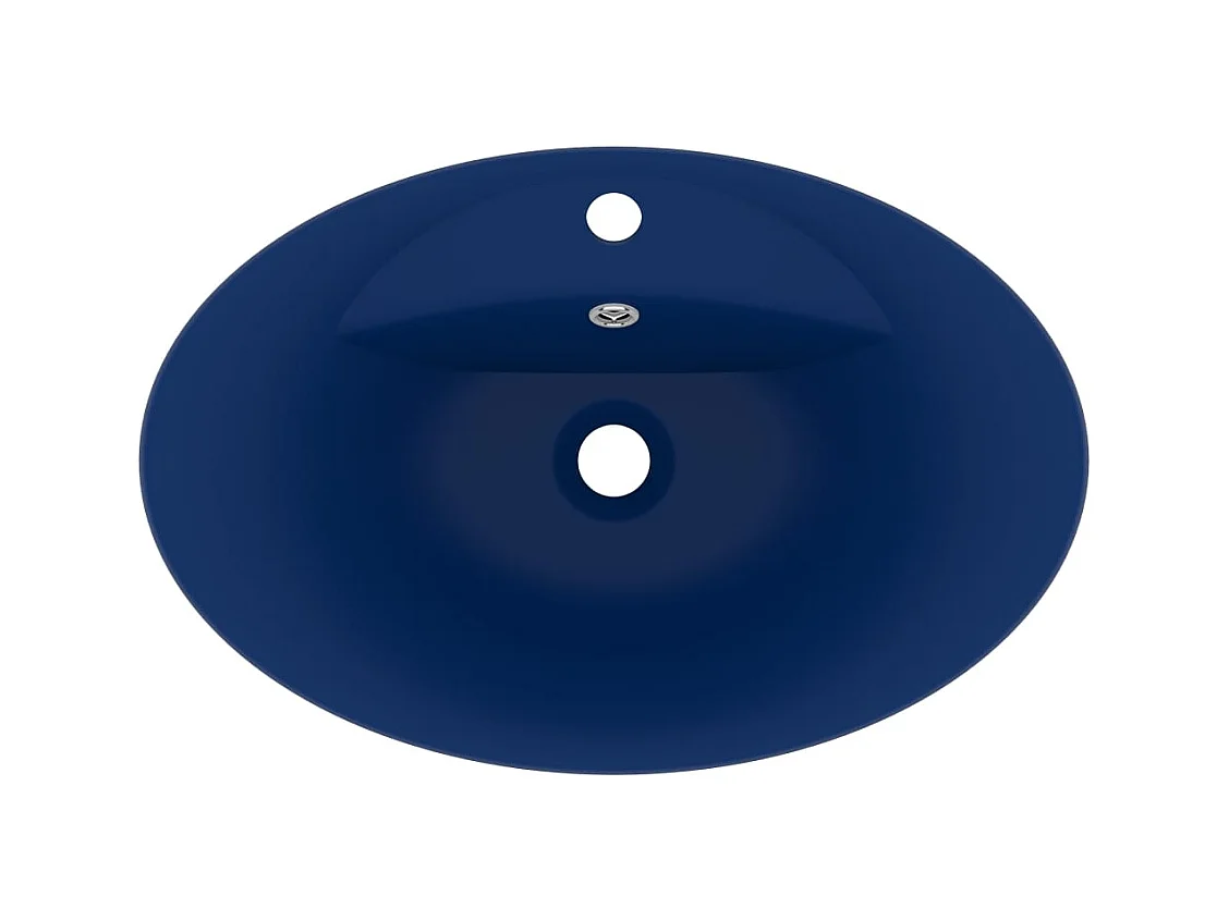 Ovale wastafel met overloop Donkerblauw mat 58,5x39 cm Keramiek