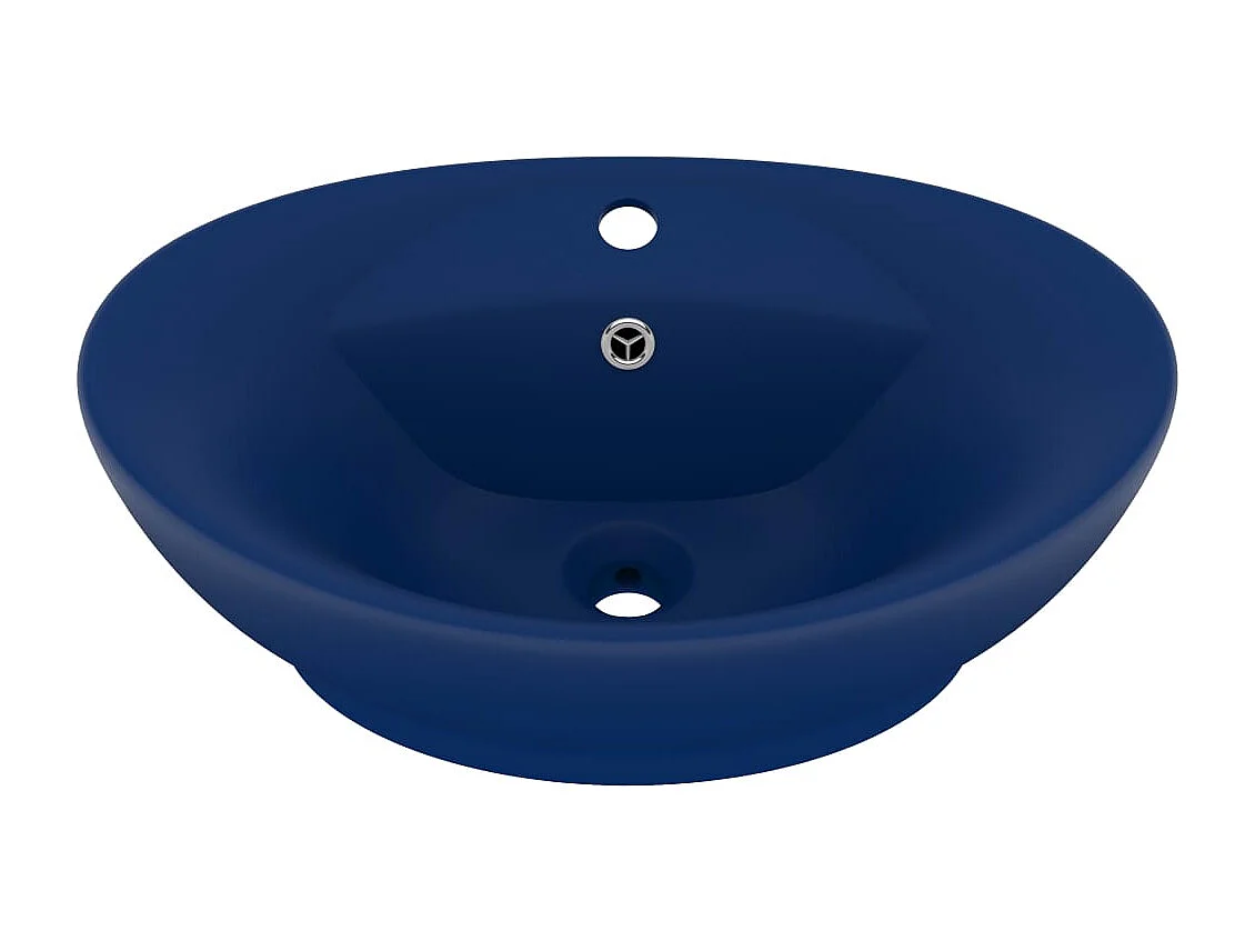 Lavabo ovalado con rebosadero Azul oscuro mate 58,5x39 cm Cerámica