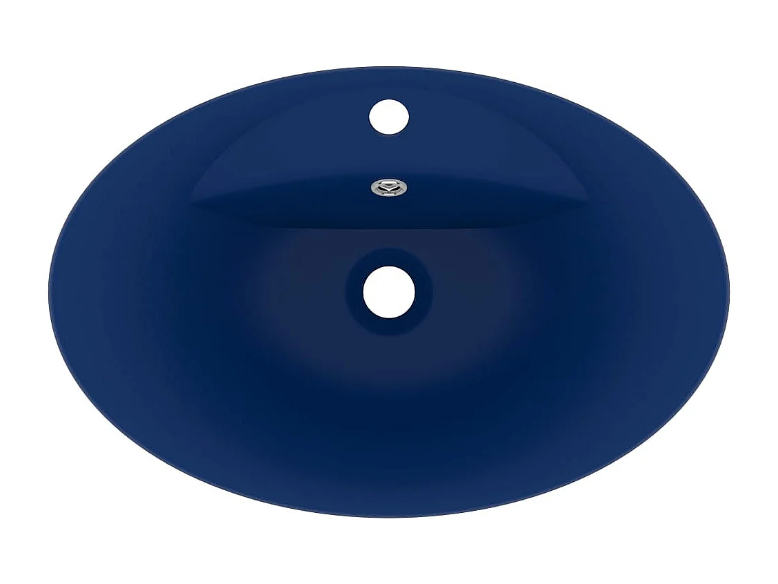 Lavabo ovalado con rebosadero Azul oscuro mate 58,5x39 cm Cerámica
