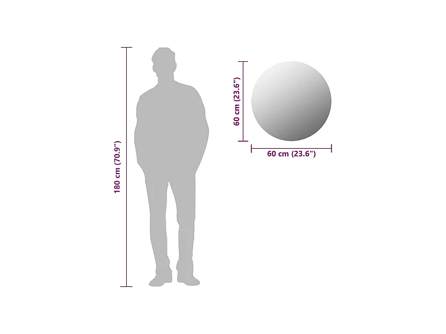 60 cm ronde glazen wandspiegel