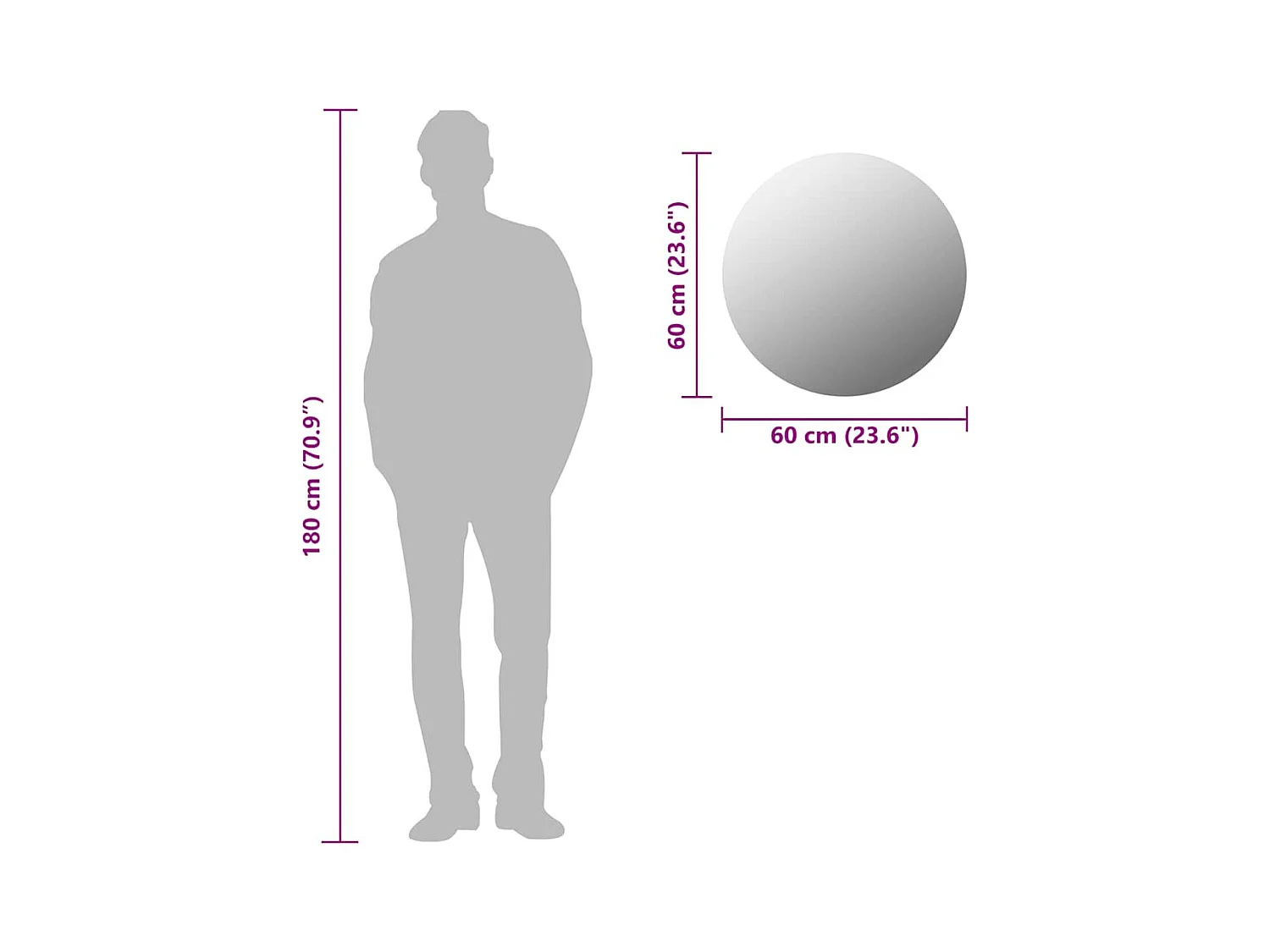 60 cm ronde glazen wandspiegel