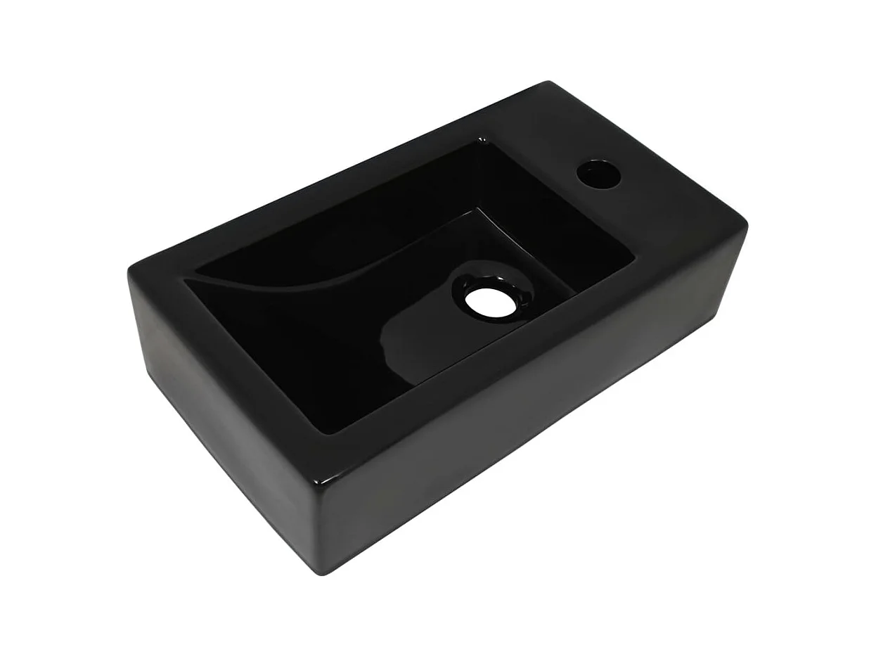 Lavabo con foro rubinetto Ceramica Nero 46 x 25,5 x 12 cm