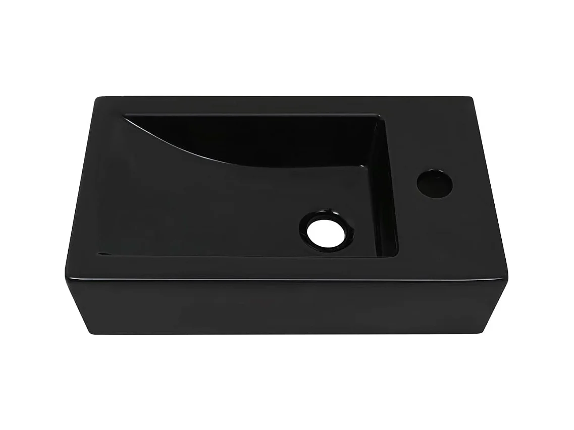 Lavabo con foro rubinetto Ceramica Nero 46 x 25,5 x 12 cm
