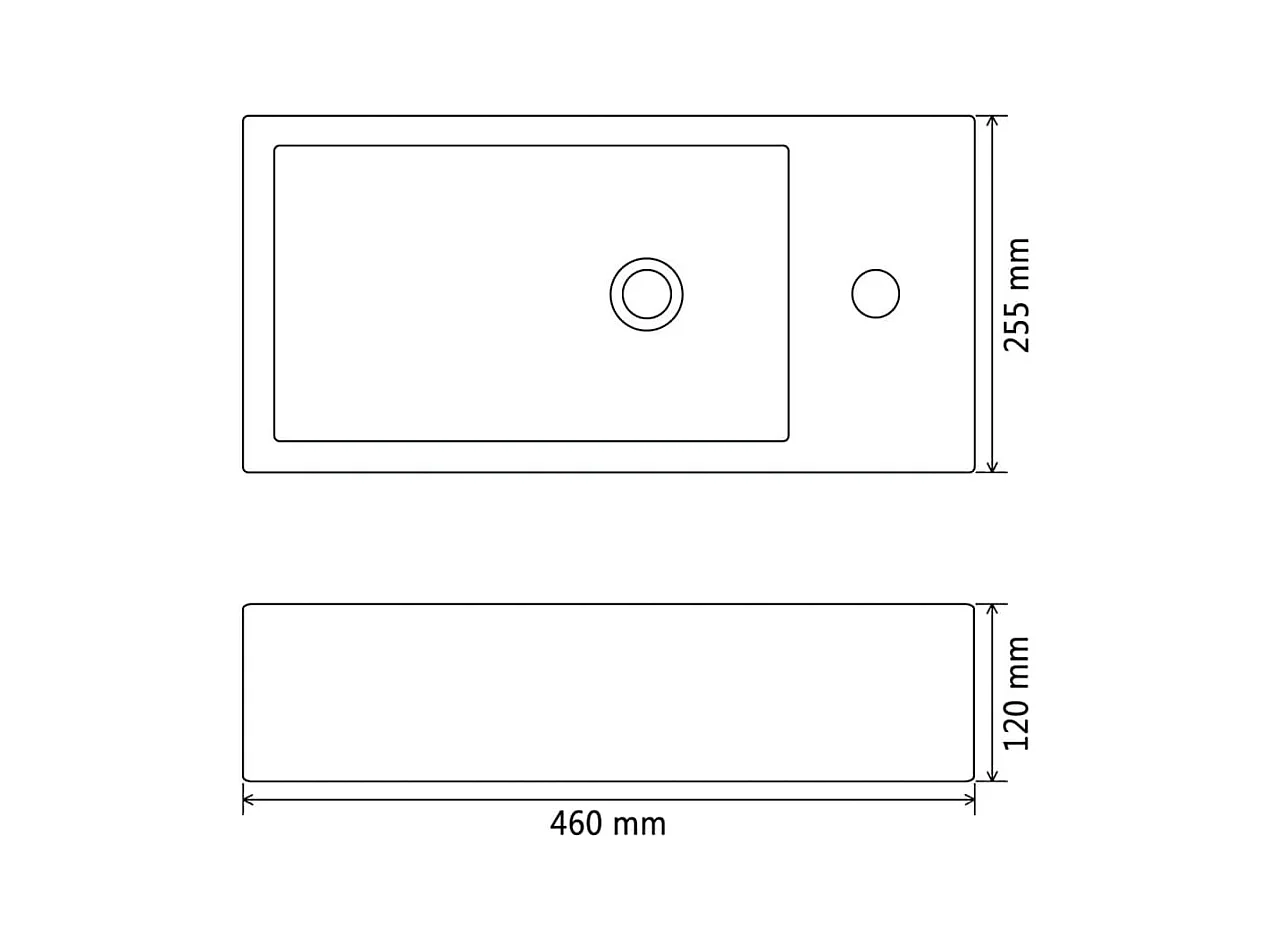 Wastafel met kraangat Keramiek Zwart 46 x 25,5 x 12 cm