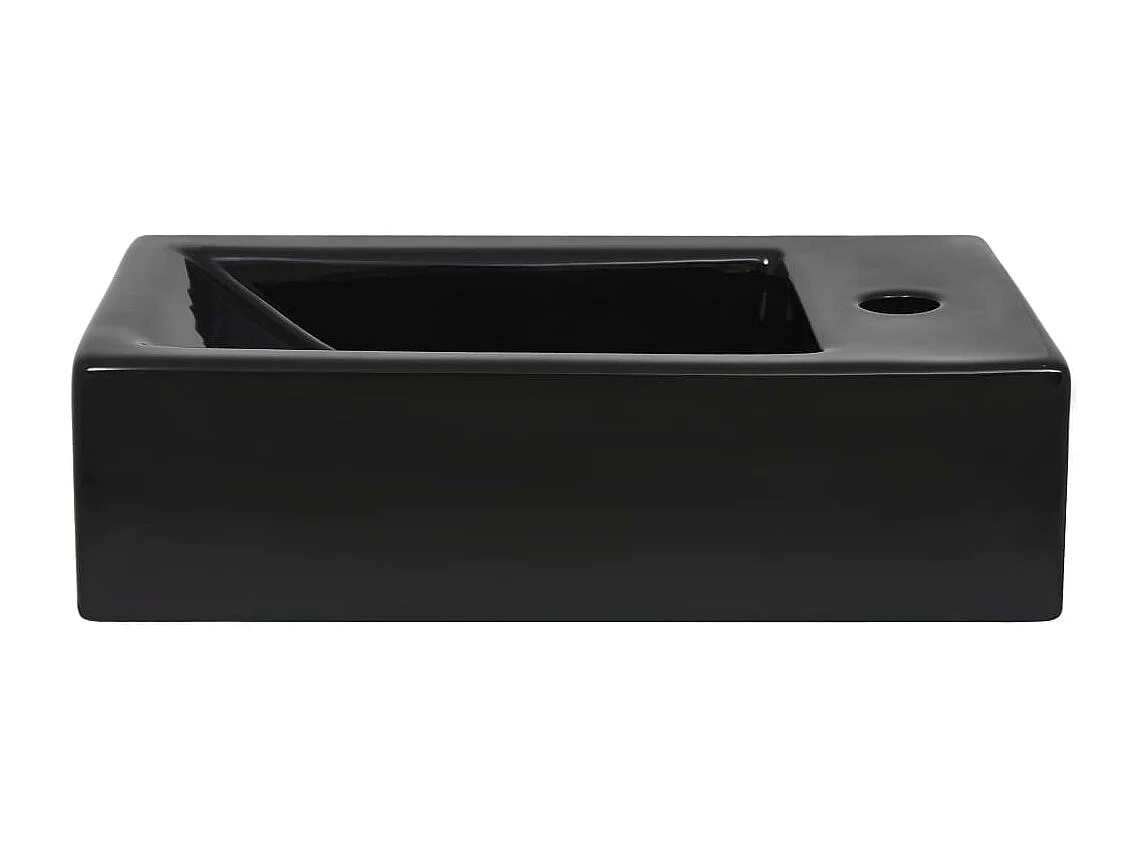Lavabo con orificio para grifería Cerámica Negro 46 x 25,5 x 12 cm