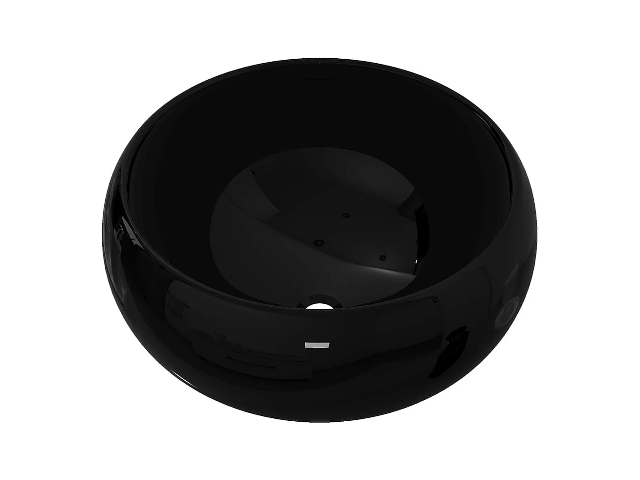 Lavabo redondo de cerámica negra 40 x 15 cm