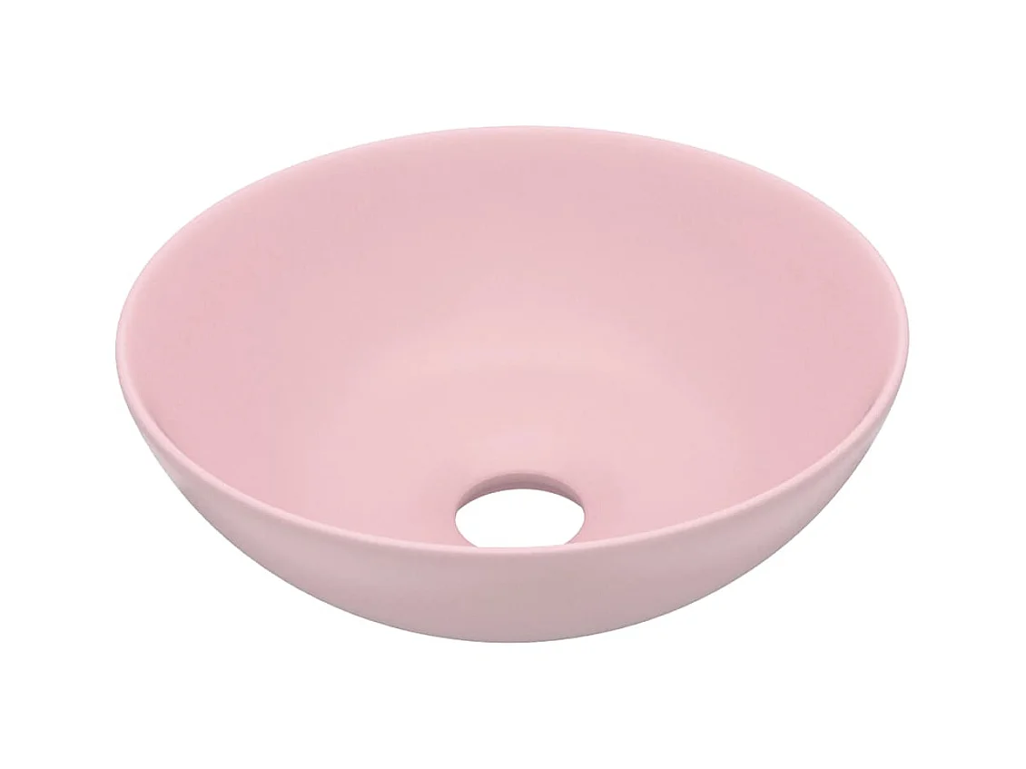 Lavandino da bagno rotondo in ceramica rosa opaco