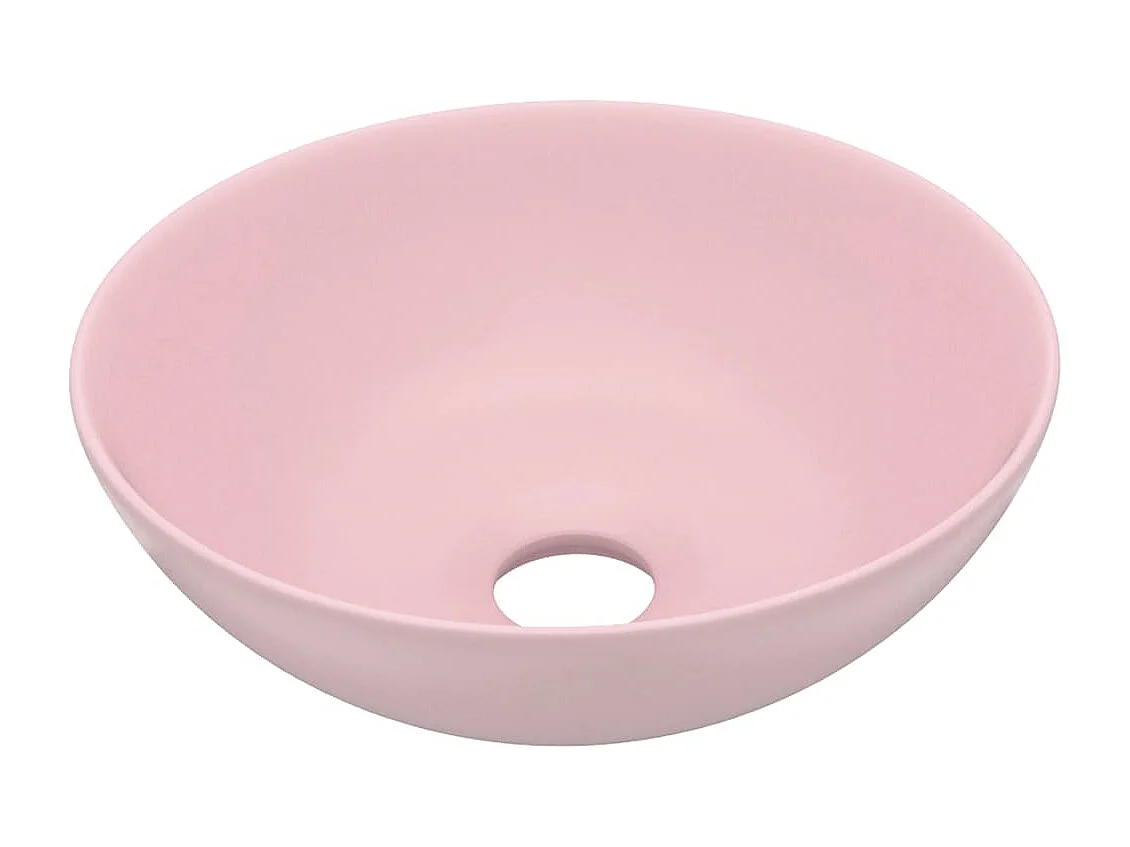 Lavandino da bagno rotondo in ceramica rosa opaco