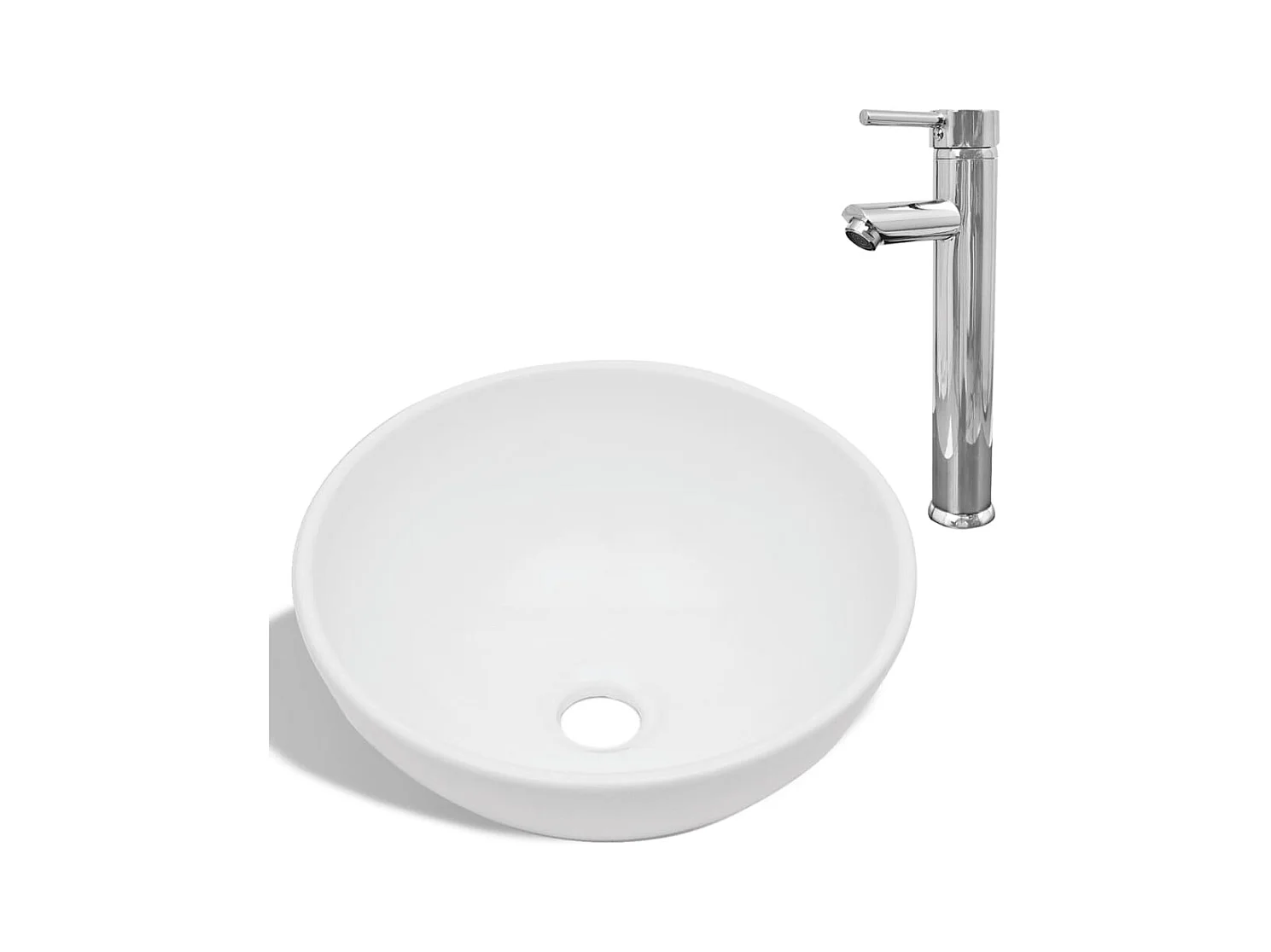 Lavandino da bagno con miscelatore Ceramica Tondo Bianco