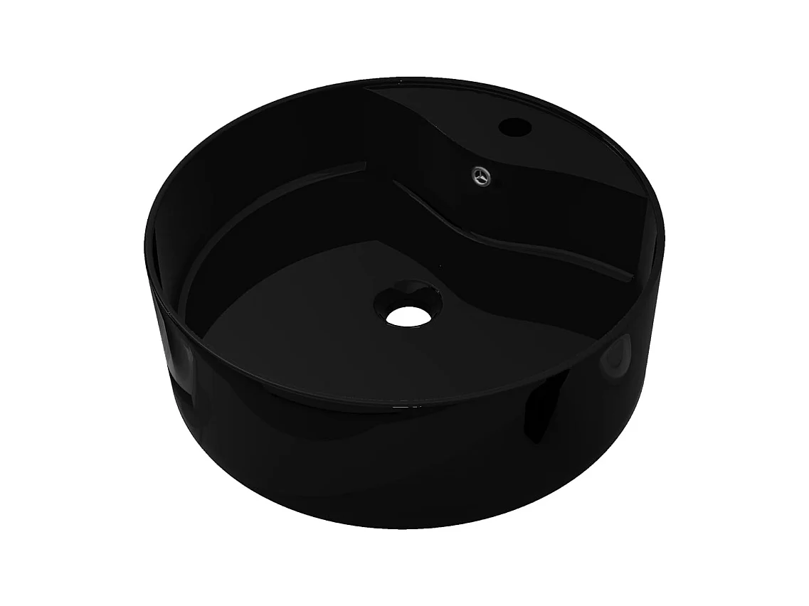 Ronde keramische wastafel met kraan/overloopgat