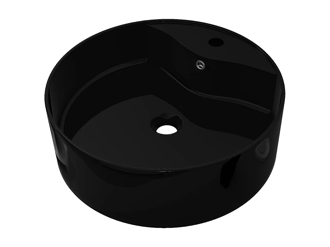 Lavabo de baño redondo de cerámica con grifo/orificio de rebosadero
