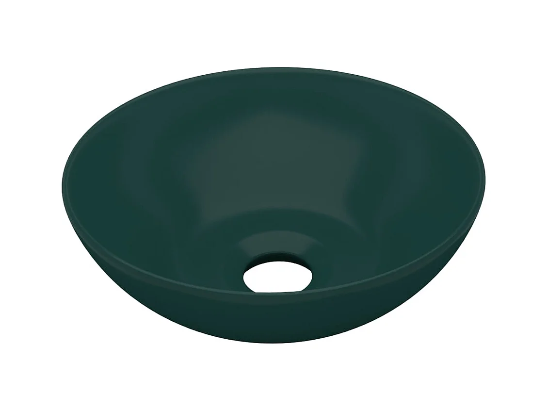 Donkergroene keramische ronde wastafel
