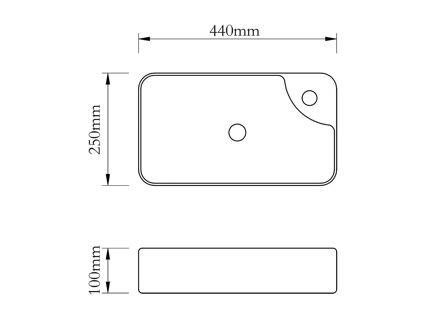 Lavabo de baño de cerámica blanca con orificio para grifo.