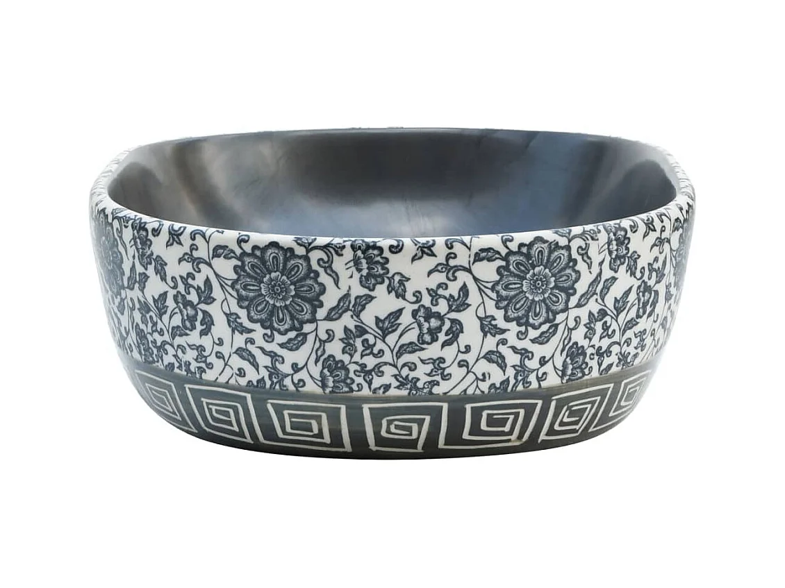 Lavabo sobre encimera ovalado negro y azul 47x33x13 cm de cerámica