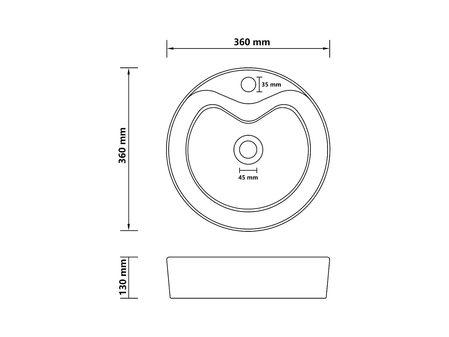 Lavabo de luxe avec trop-plein Noir mat 36x13 cm Céramique