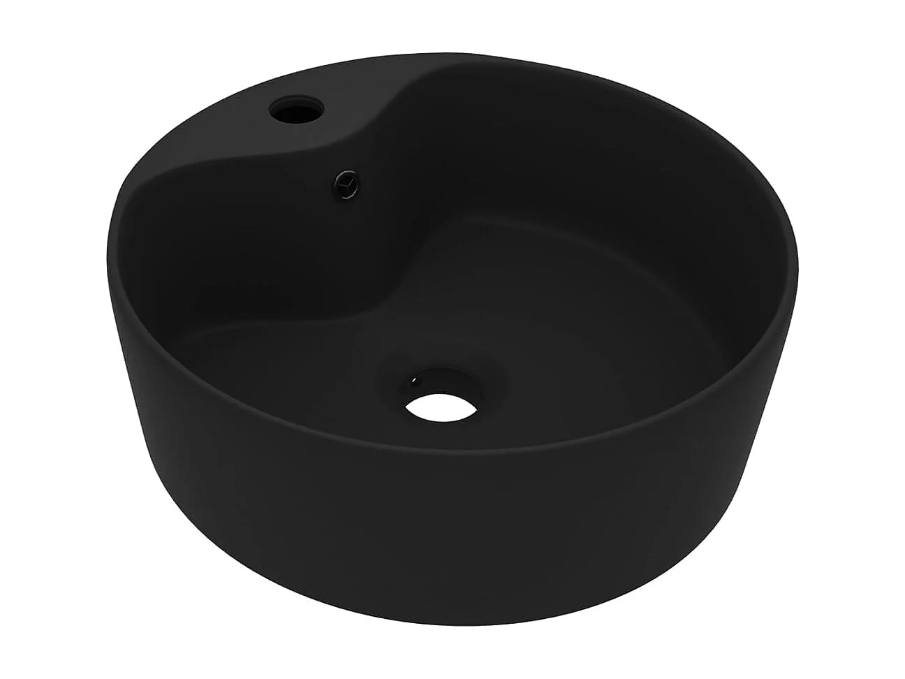 Lavabo de lujo con rebosadero Negro mate 36x13 cm Cerámica