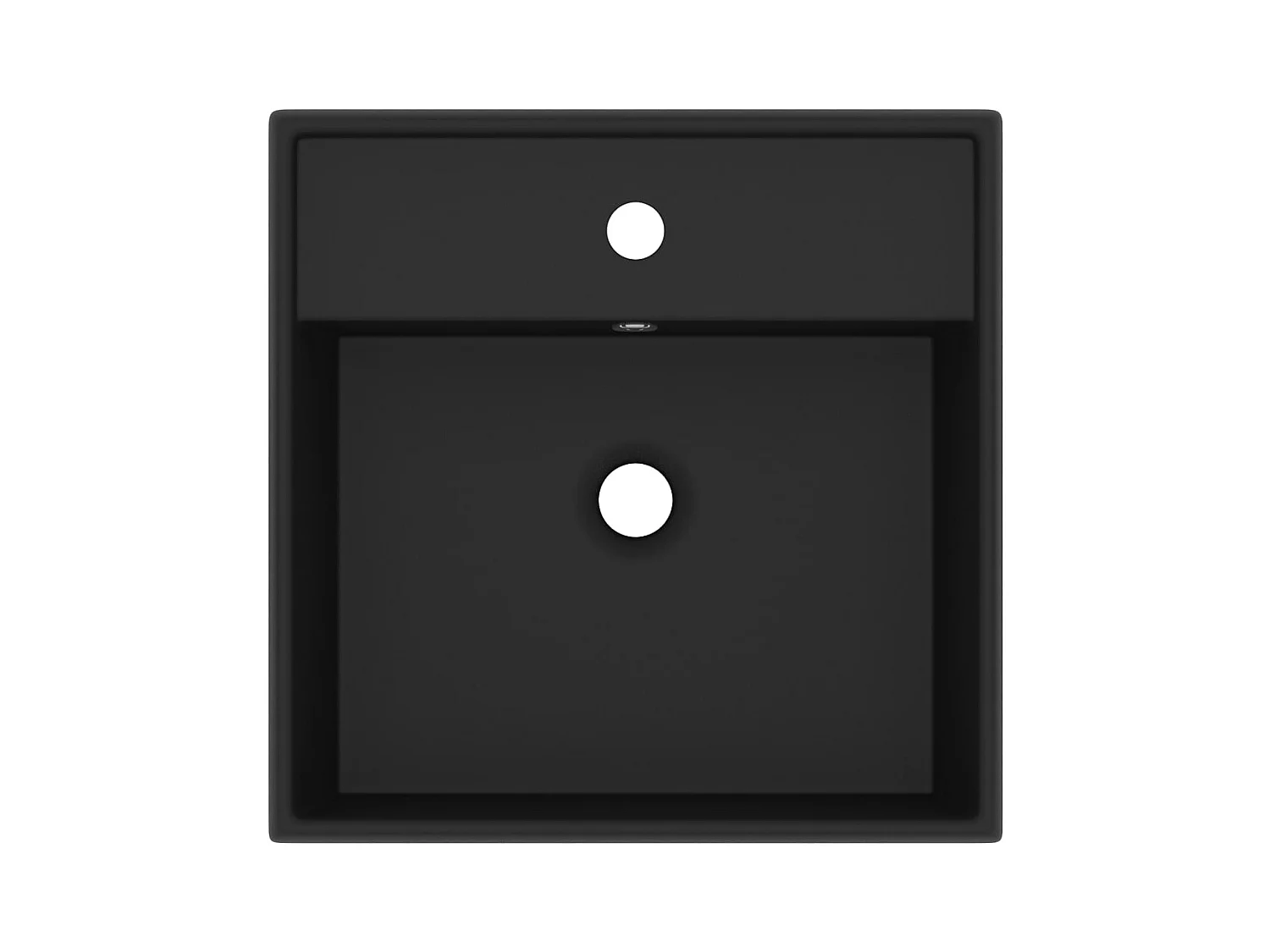 Lavabo carré de luxe à trop-plein Noir mat 41x41 cm Céramique