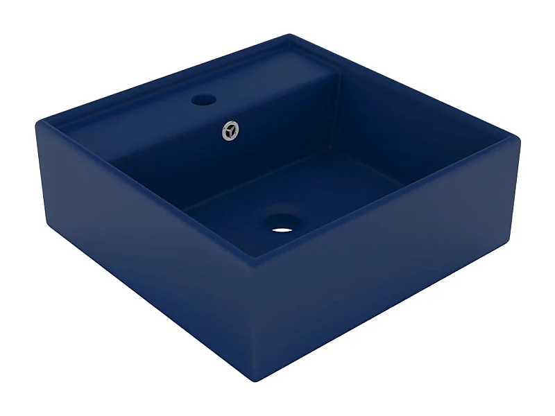 Lavabo cuadrado con rebosadero Azul oscuro mate 41x41 cm Cerámica