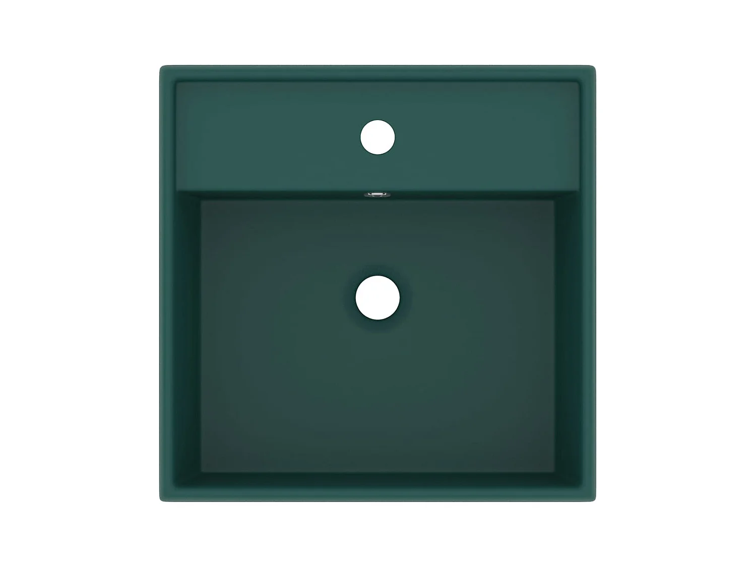 Lavabo cuadrado con rebosadero Verde oscuro mate 41x41 cm Cerámica