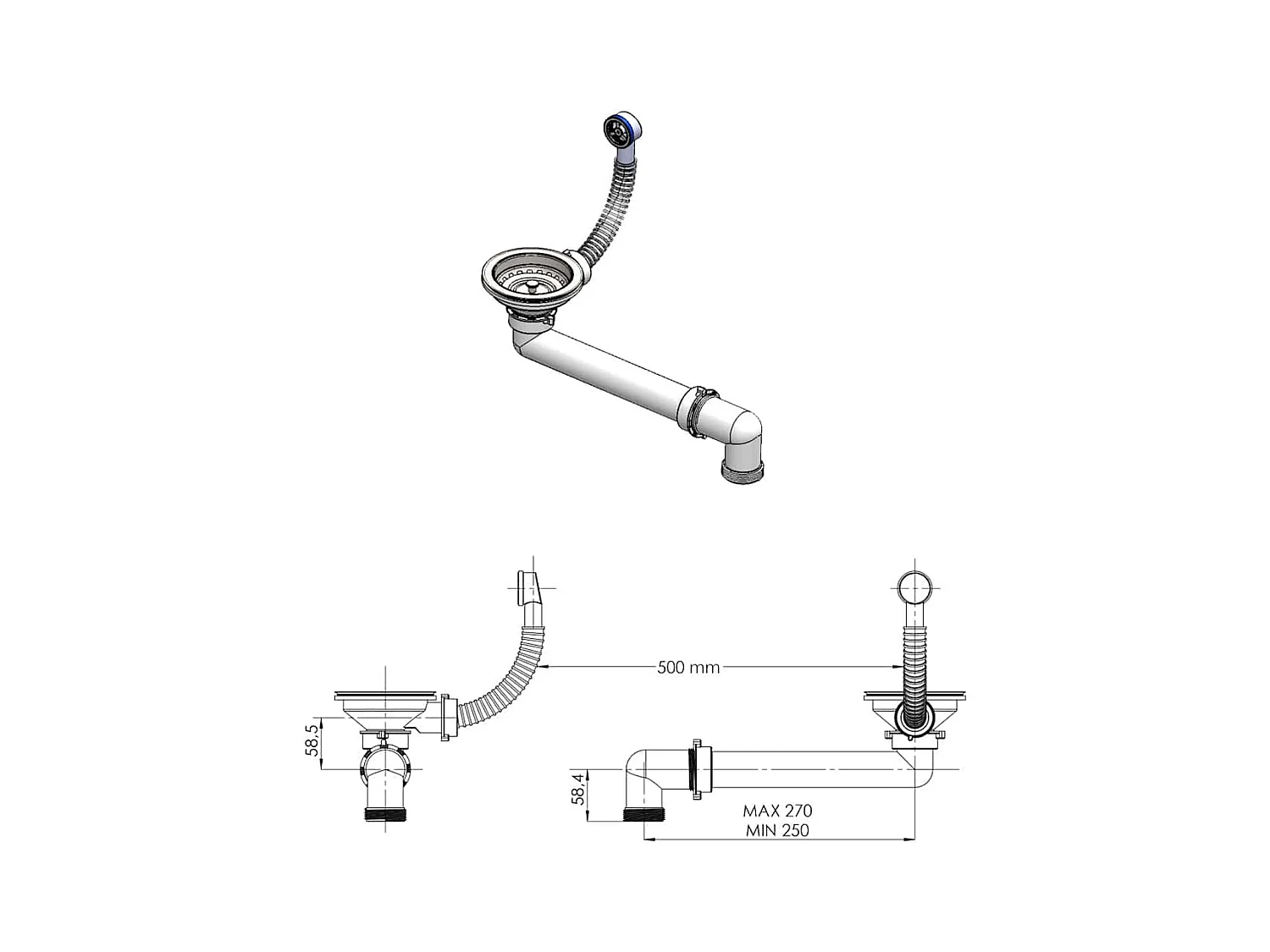 Granieten wastafel 600 x 450 x 120 mm Grijs