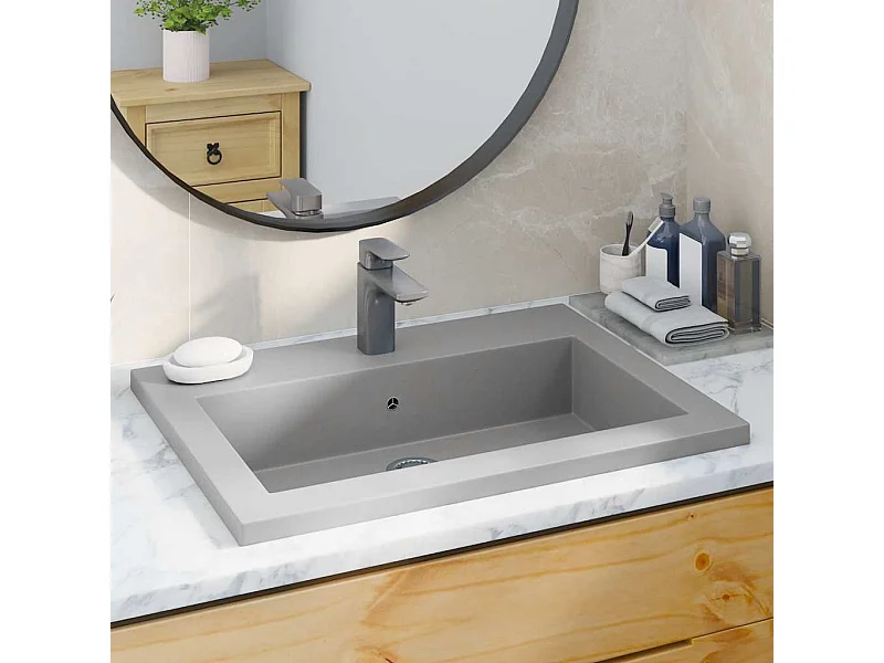 Lavabo de granito 600 x 450 x 120 mm Gris