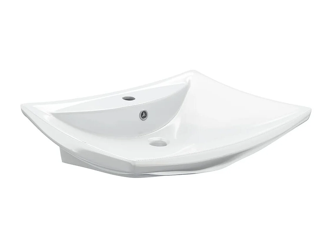 Lujoso lavabo rectangular de cerámica con rebosadero