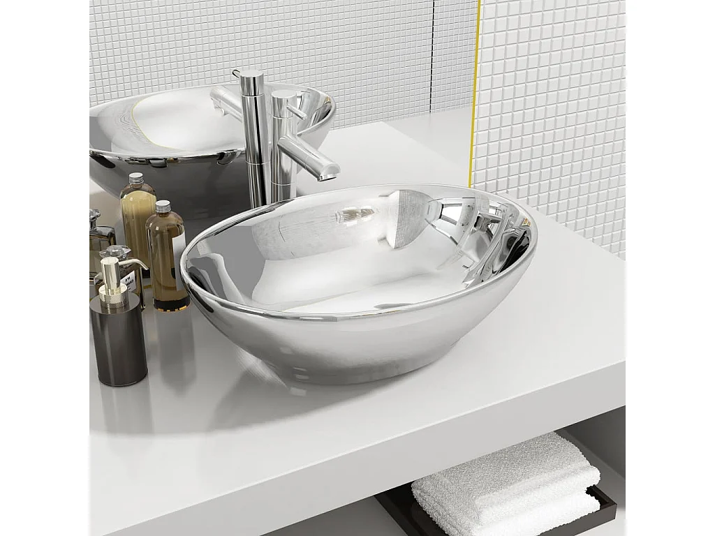 Lavabo 40 x 33 x 13,5 cm Cerámica Plata