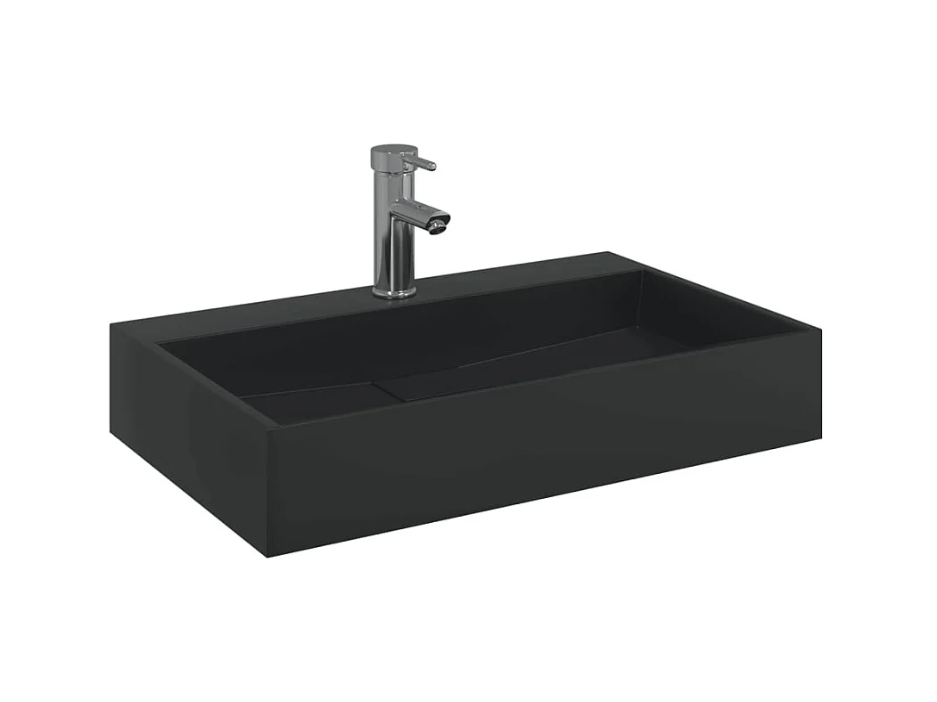 Vasque 60x38x11 cm fonte minérale/marbre noir mat