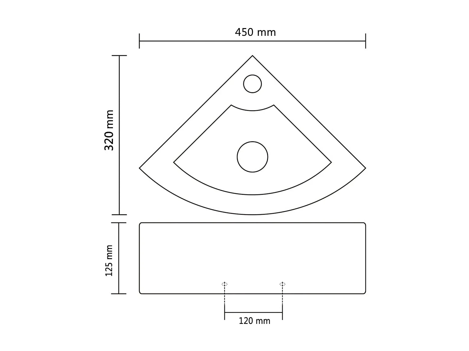 Lavabo con rebosadero 45x32x12,5 cm Blanco