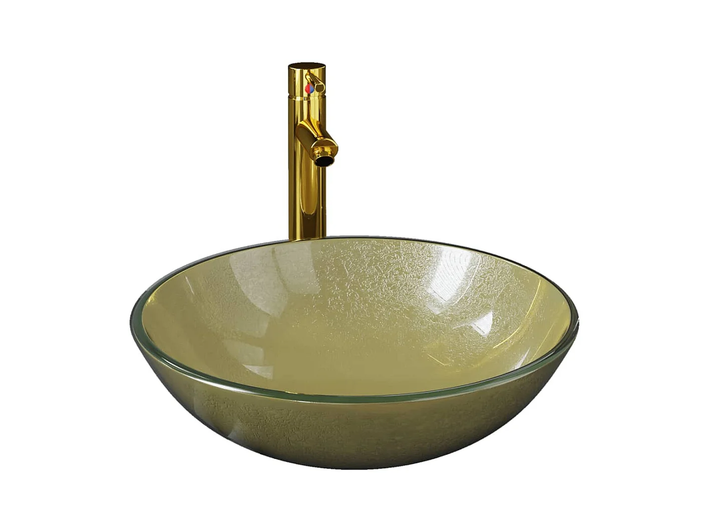 Lavabo de bain avec robinet et drain à poussoir Verre trempé