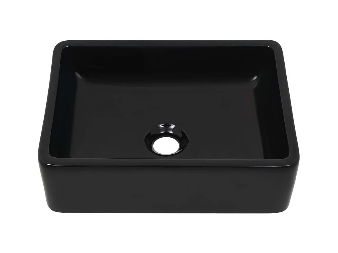 Lavabo rettangolare in ceramica nera 41 x 30 x 12 cm