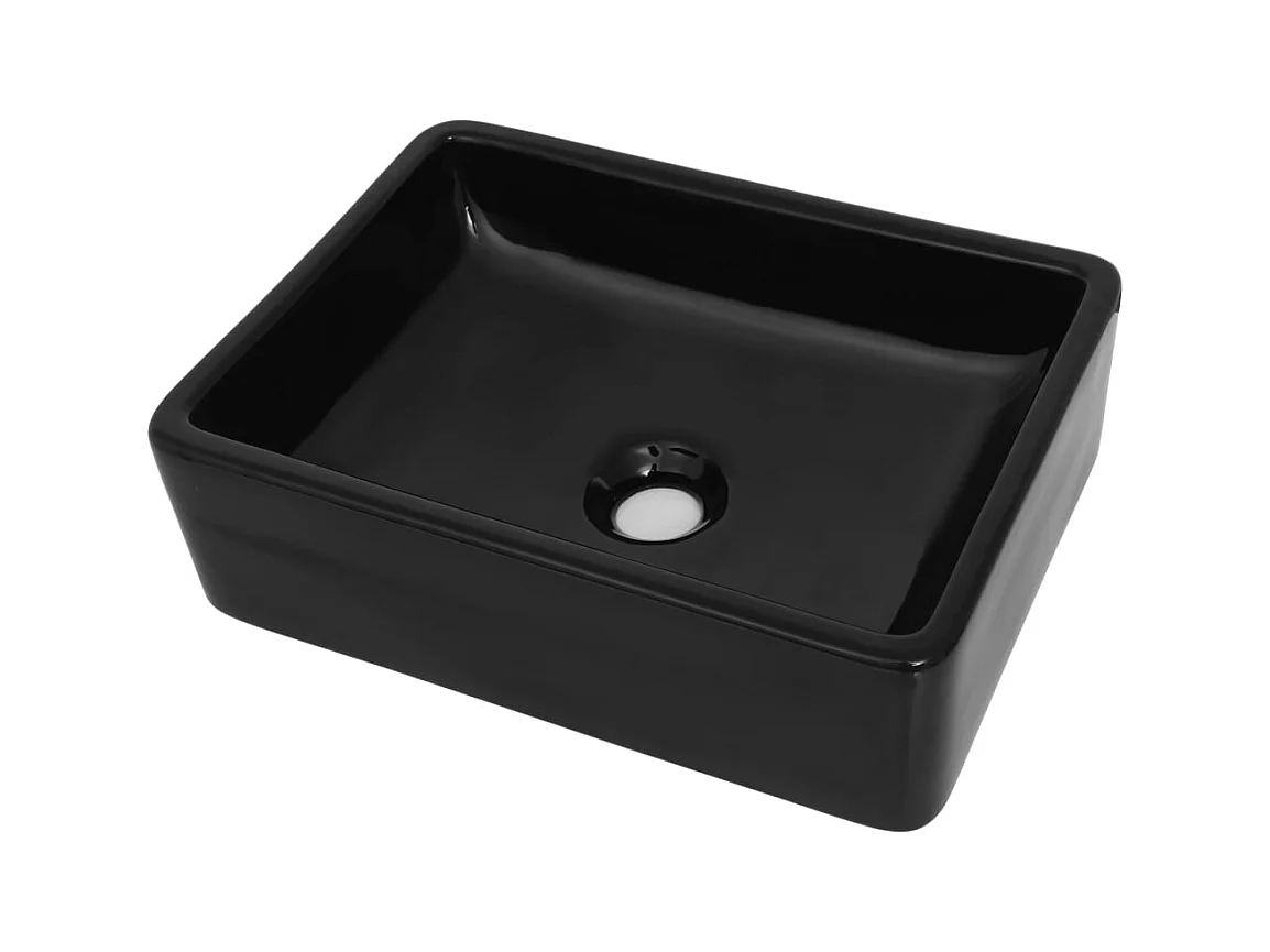 Lavabo rectangular de cerámica negra 41 x 30 x 12 cm