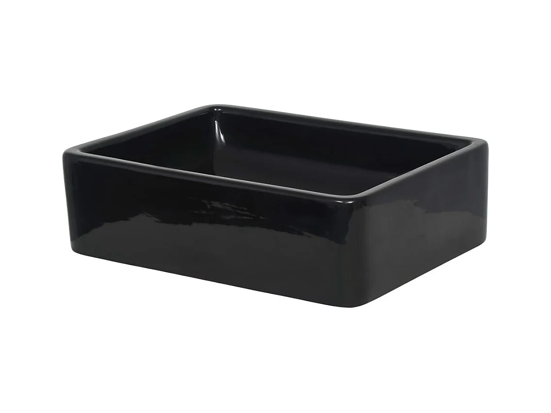 Lavabo rectangular de cerámica negra 41 x 30 x 12 cm
