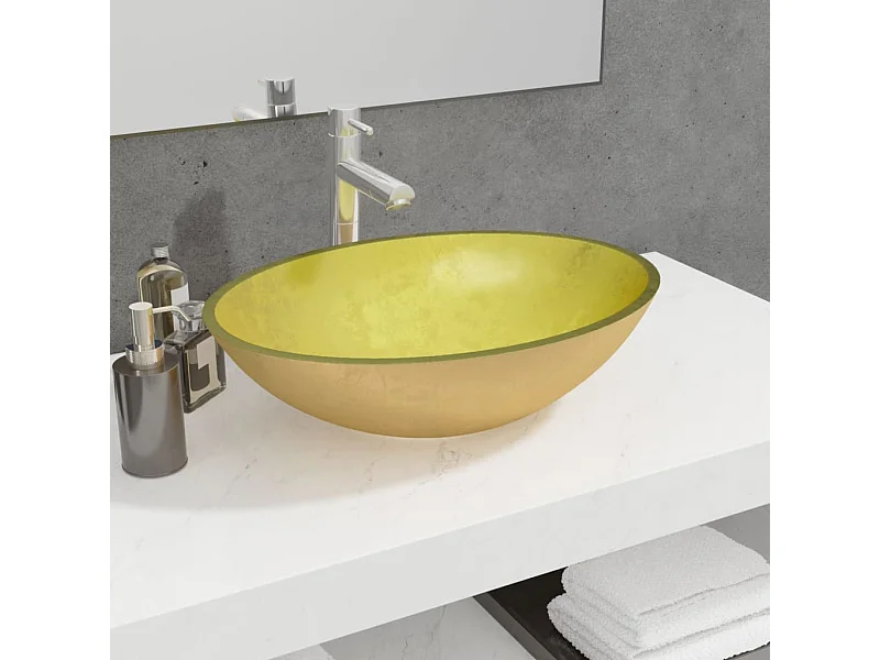Lavabo de cristal 50x37x14 cm Oro