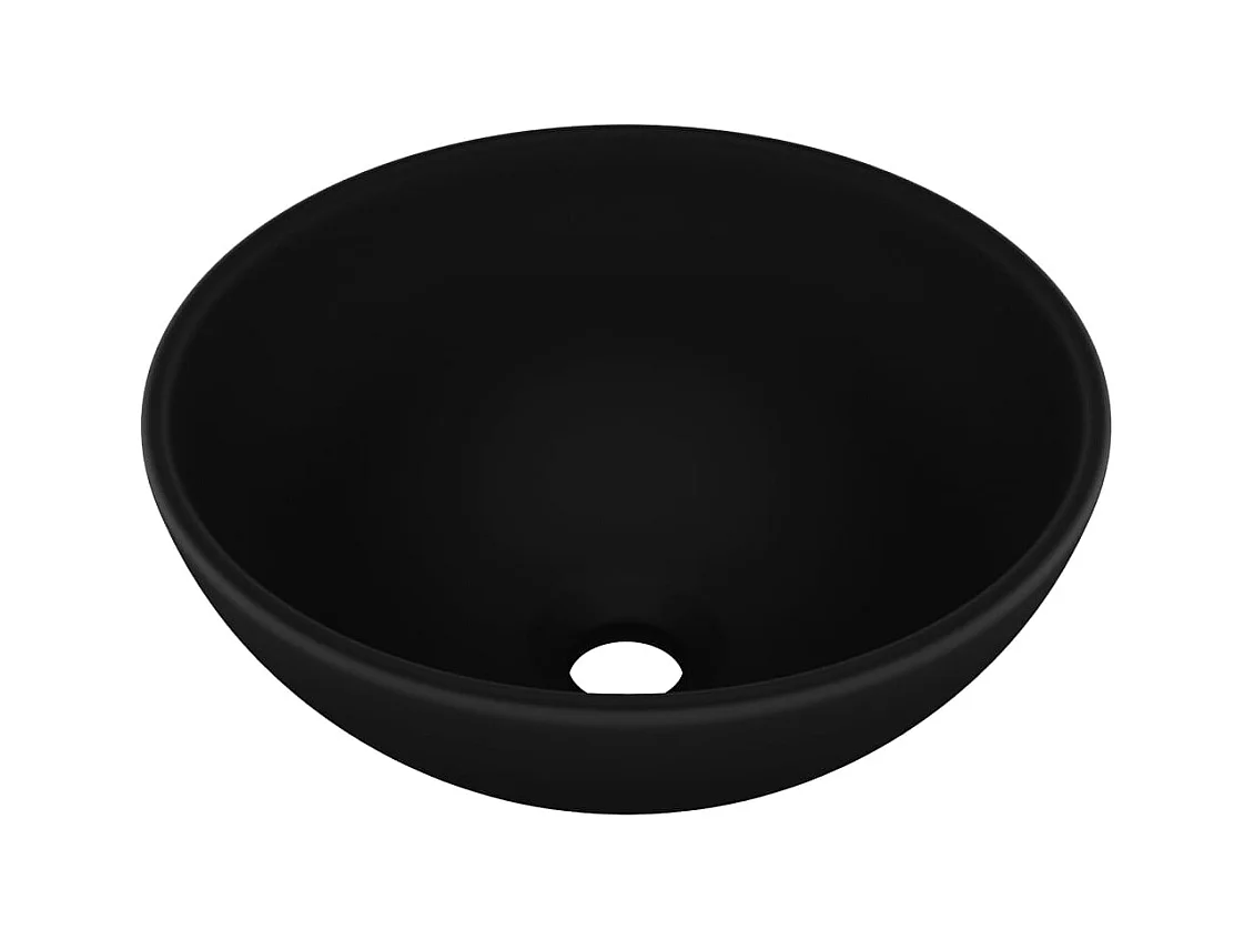 Lavabo rond de salle de bain Noir mat 32,5x14 cm Céramique