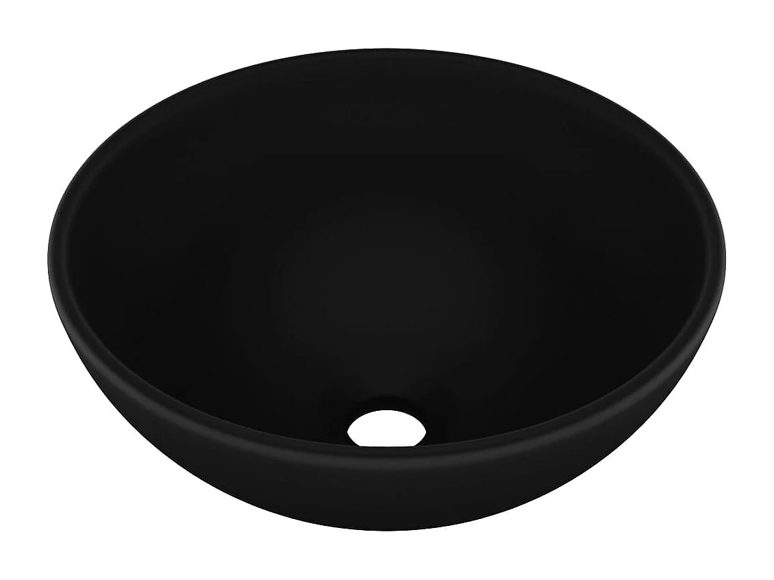 Lavabo de baño redondo Negro mate 32,5x14 cm Cerámica