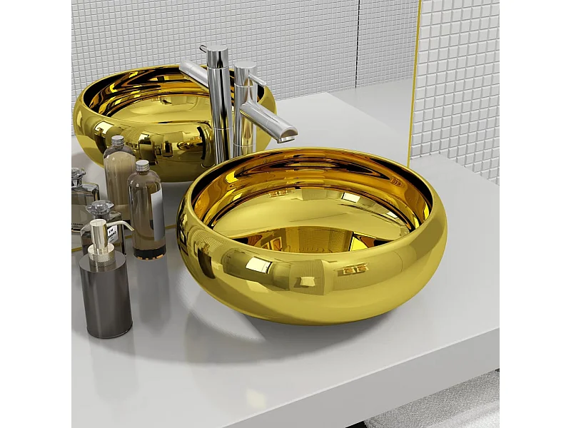 Wastafel 40 x 15 cm Goud Keramiek