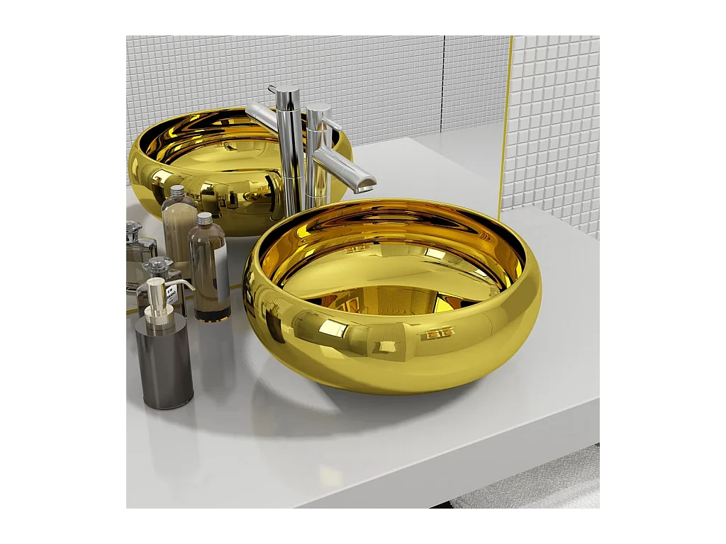 Lavabo 40x15 cm Cerámica Dorada