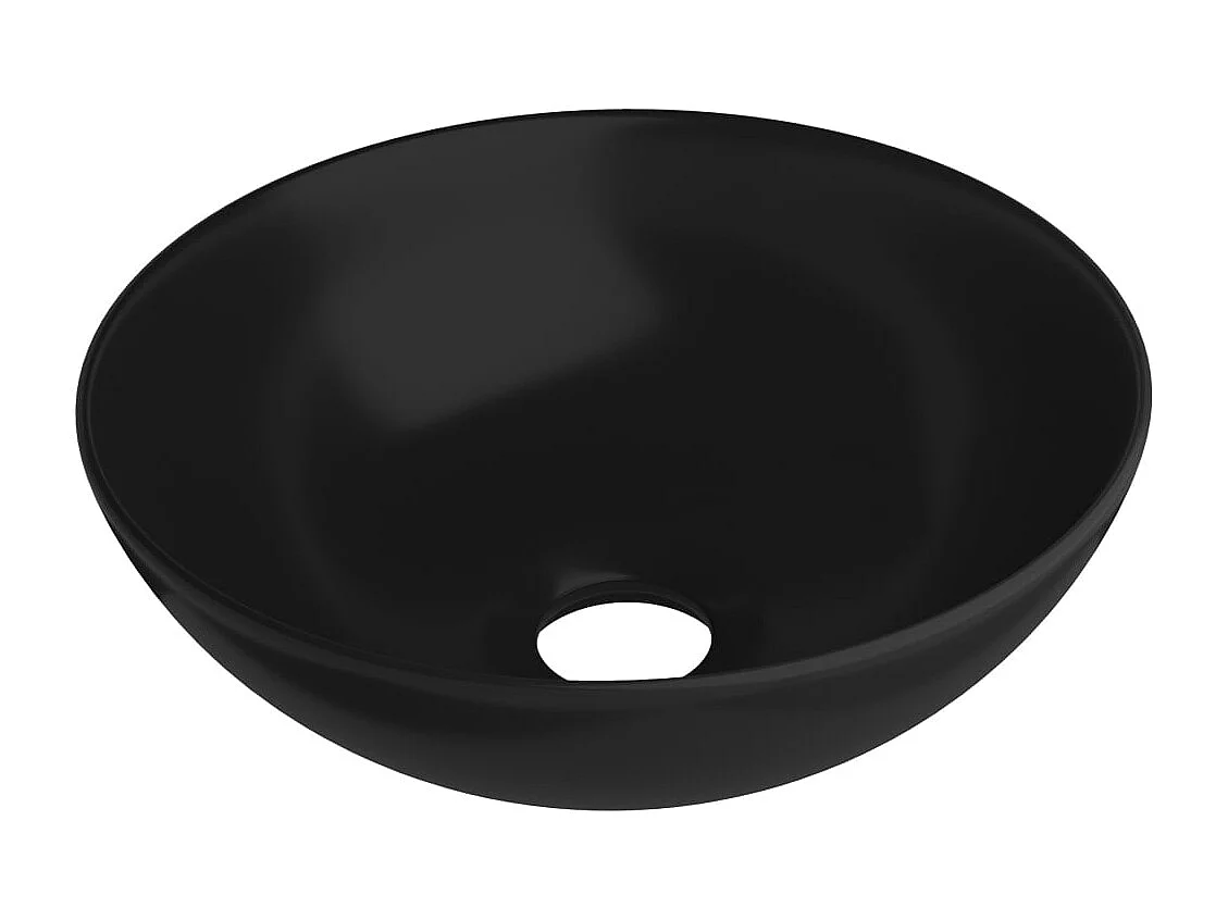 Lavabo de baño redondo de cerámica negra mate
