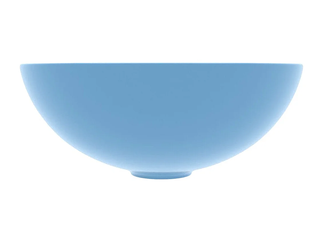 Lavabo de baño redondo de cerámica azul claro