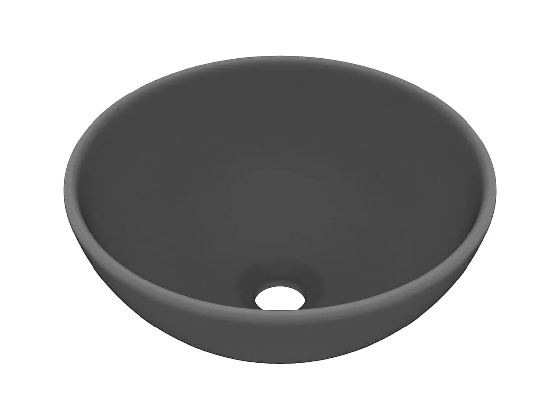 Luxe ronde wastafel donkergrijs mat 32,5x14cm keramiek