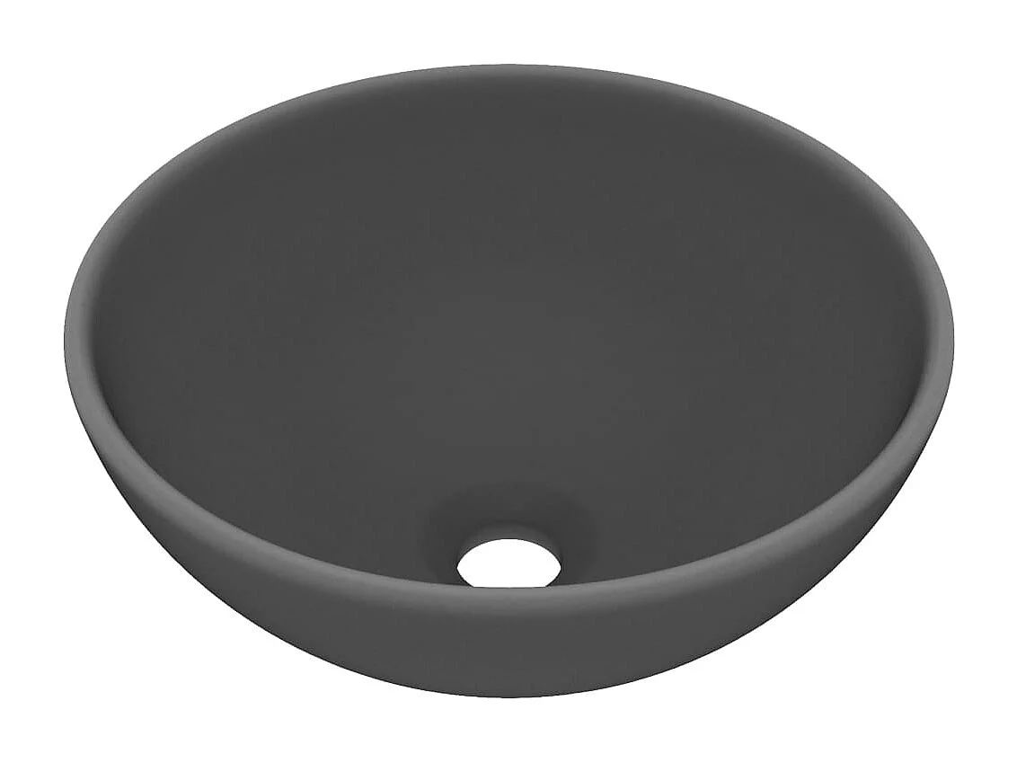 Lavabo de baño redondo de lujo gris oscuro mate 32,5 x 14 cm de cerámica
