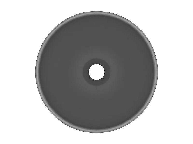 Lavabo de baño redondo de lujo gris oscuro mate 32,5 x 14 cm de cerámica