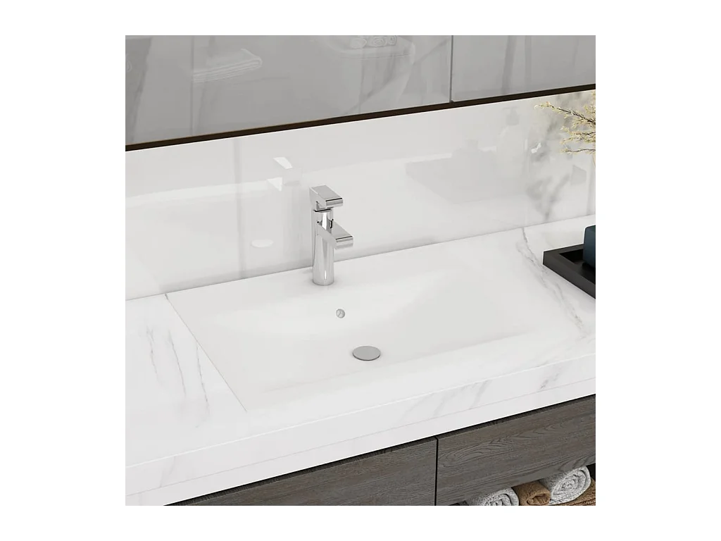 Wastafel met kraangat Mat wit 60x46 cm Keramiek