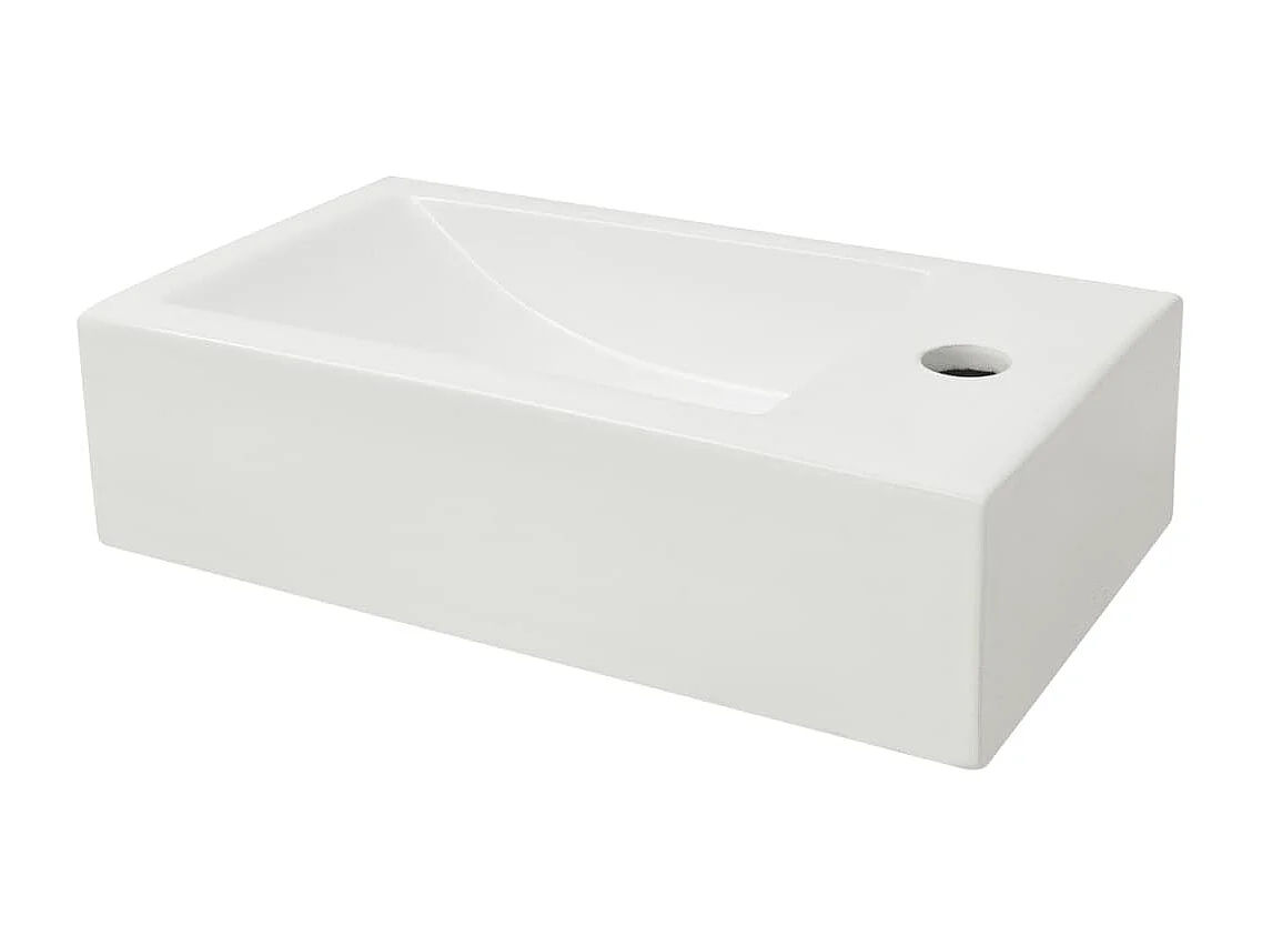 Lavabo + orificio para grifo Cerámica Blanca 46 x 25,5 x 12 cm